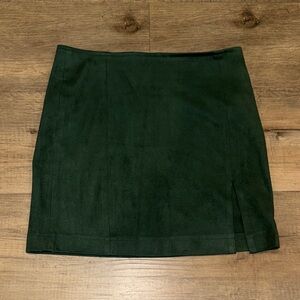 Forever 21 Dark Green suede Women's Skirt with right slit